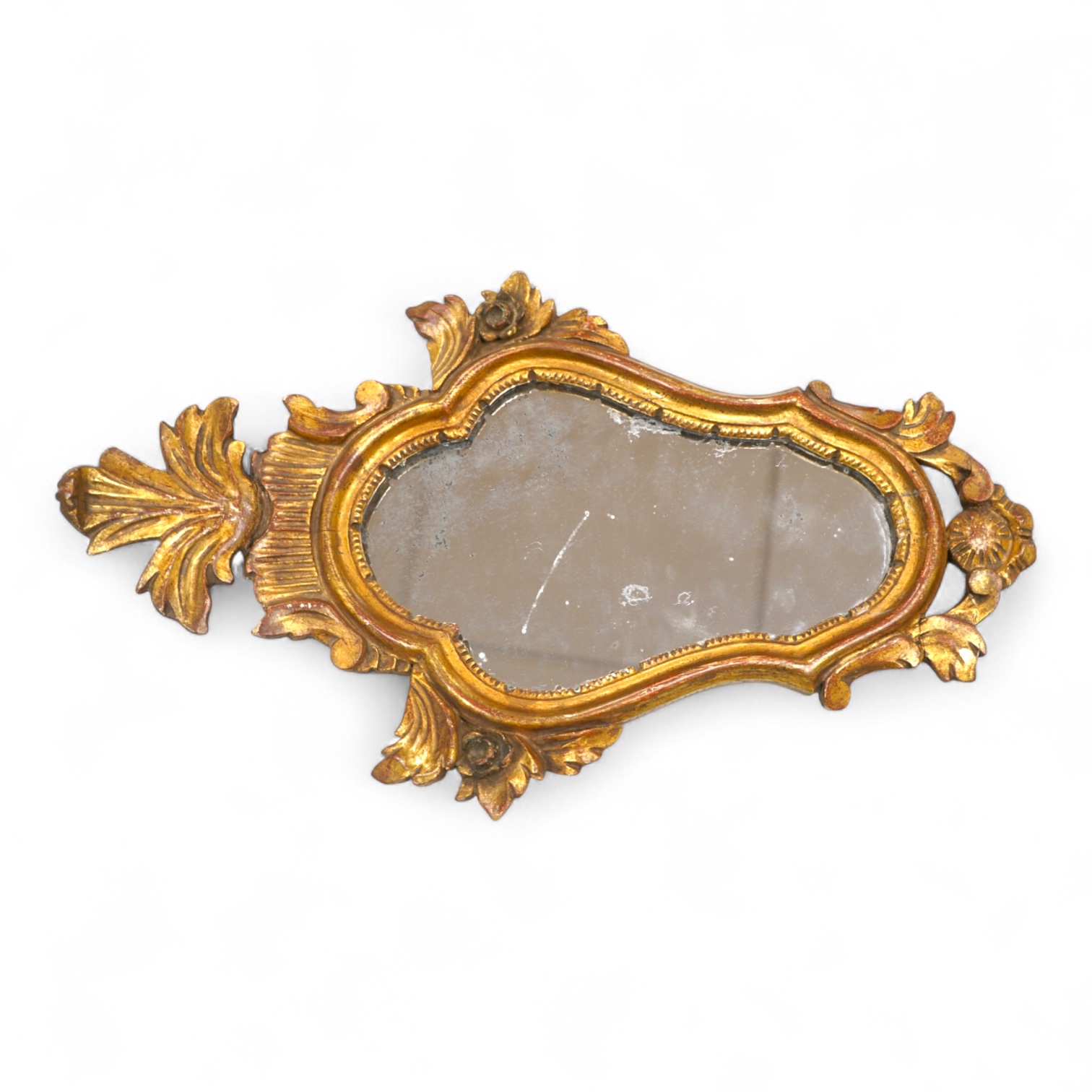 A small 19th century Italian carved giltwood mirror, 43cm high